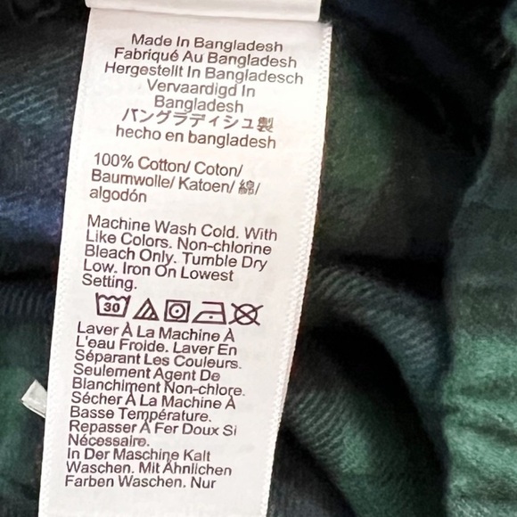 NWT J. Crew Factory Yarn Dyed Flannel Pajama in Green Blue Plaid - Picture 8 of 8